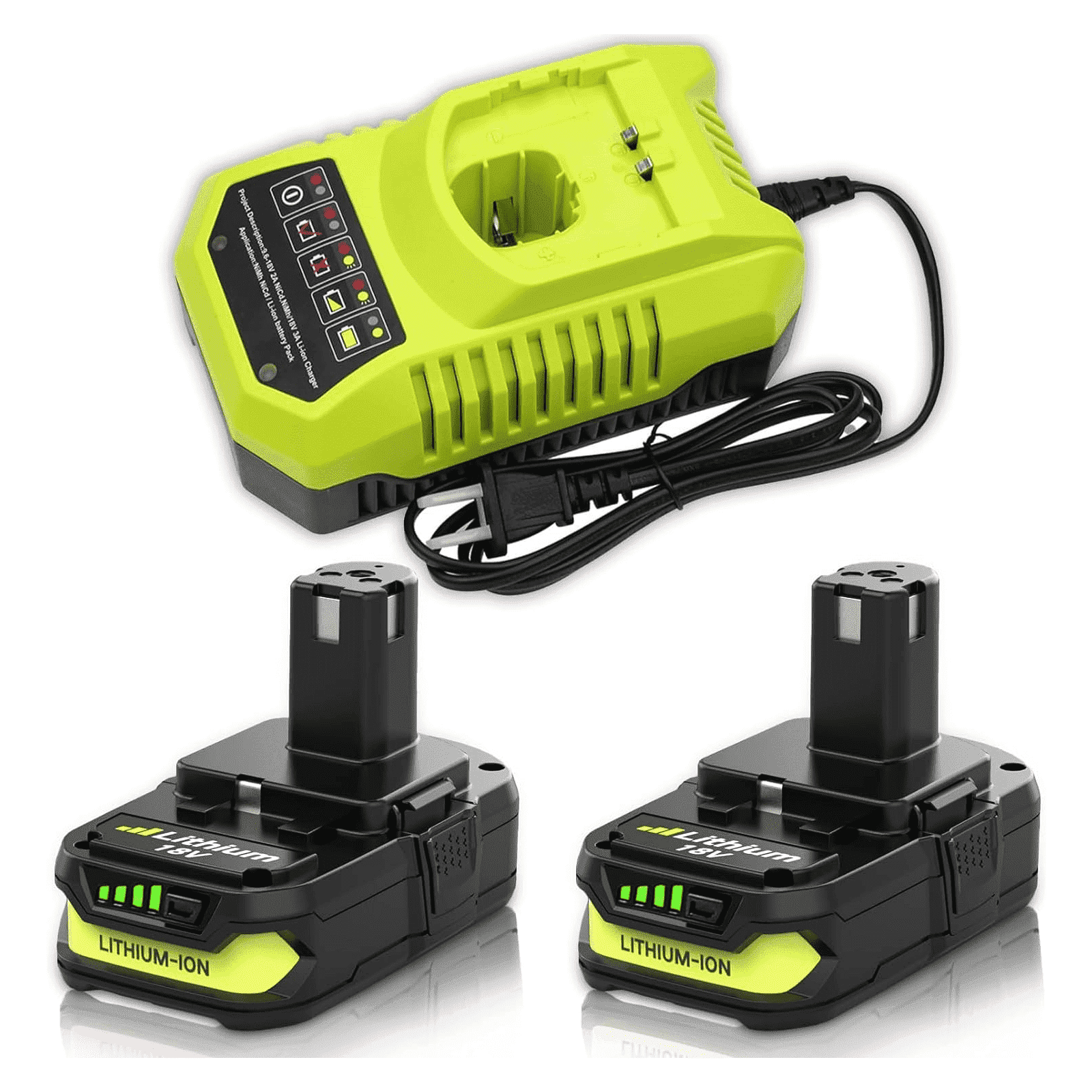 2 Pack P102 18V 3.6Ah for Ryobi Battery  + P117 12V-18V Charger Combo Compatible with P100 P102 P108 P109 for Lithium-Ion/NiCad/NiMh