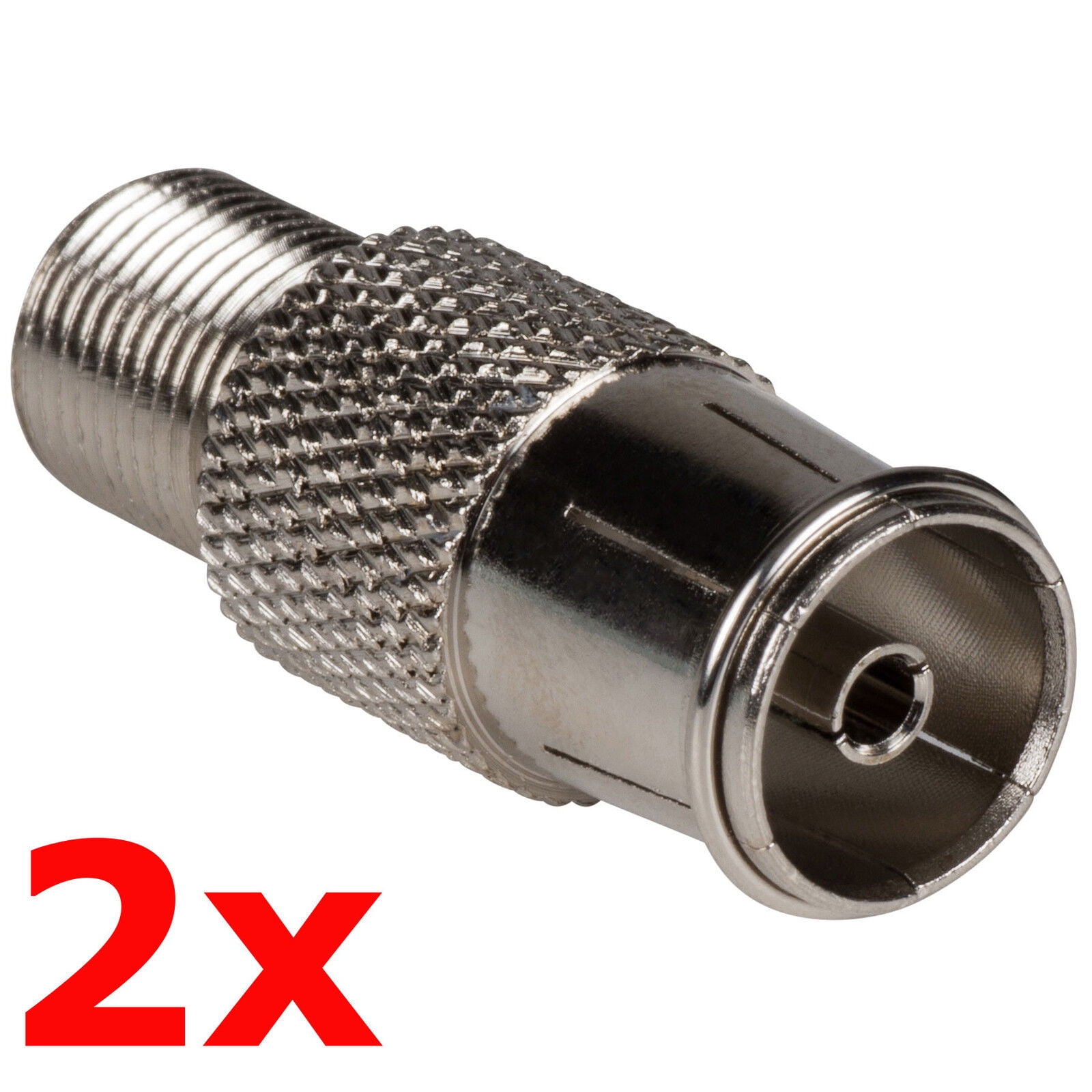 2 Pack PAL Female to F Type Jack Adapter Coax TV FM Radio Antenna