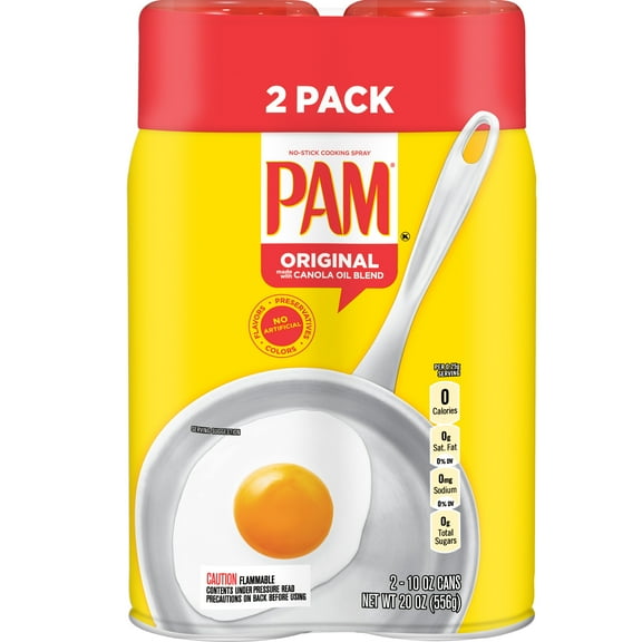 (2 Pack) PAM Original Cooking Spray, Canola Oil Nonstick Cooking & Baking Spray, 10 oz