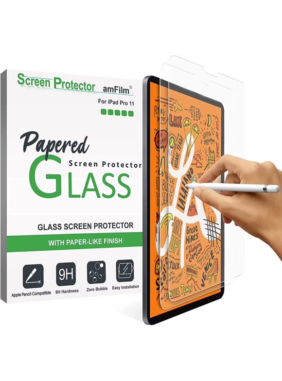 2-Pack PAPERed Glass Screen Protector compatible with iPad Pro 11, iPad Air 5/4 (2020/2022), Tempered Glass