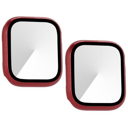 2 Pack PC Case with Tempered Glass Screen Protector Compatible with Apple Watch Series 3 Series 2 42mm, HD Overall Shockproof Protective Cover for iWatch original red