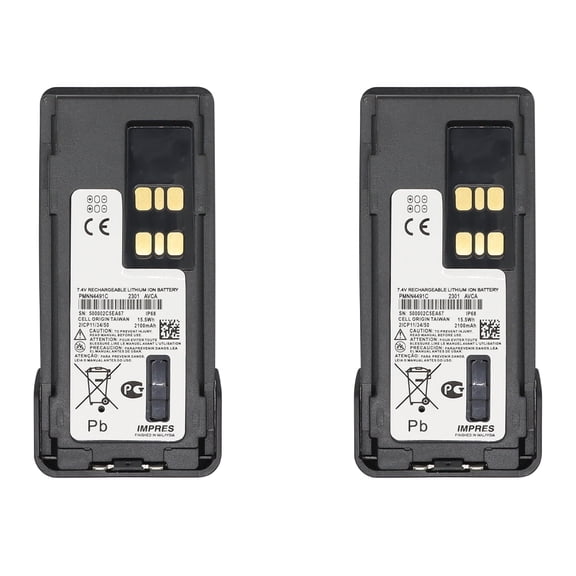 2 Pack PMNN4491 2100mAh IMPRES Battery Compatible for Motorola XPR3300e XPR7550e APX900 Two-Way Radios