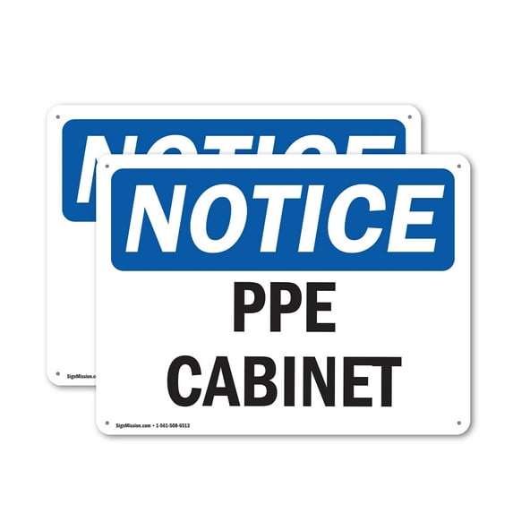 (2 Pack) PPE Cabinet OSHA Notice Sign 24 Inch X 18 Inch Indoor / Outdoor Rust-Free Aluminum Metal Signs for Workplace, Workshop, and Construction Site, Made in the USA