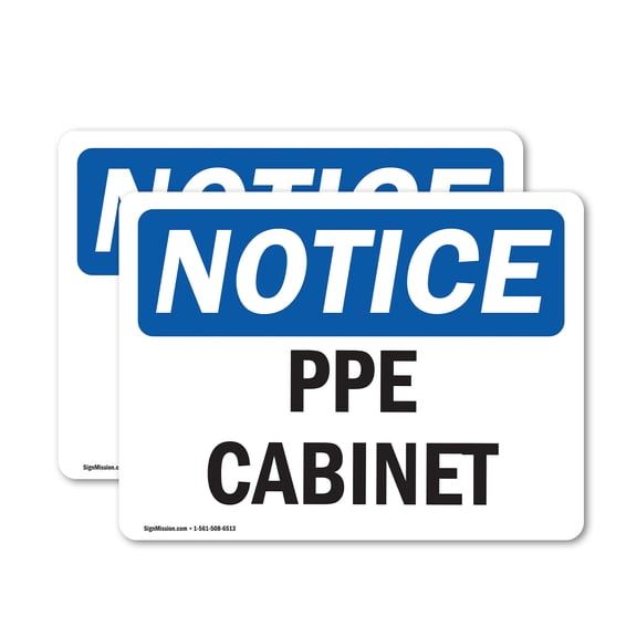 (2 Pack) PPE Cabinet OSHA Notice Sign 5 Inch X 3.5 Inch Vinyl Label Decal Sticker Weather Resistant, UV Protected for Workplace, Business, and Construction Site, Made in the USA