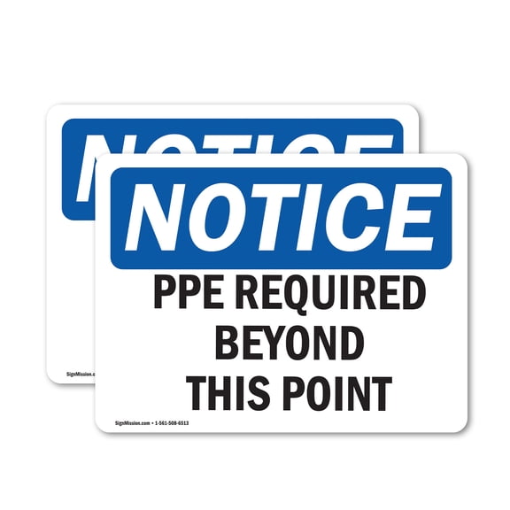 (2 Pack) PPE Required Beyond This Point OSHA Notice Sign 5 Inch X 3.5 Inch Vinyl Label Decal Sticker Weather Resistant, UV Protected for Workplace, Business, and Construction Site, Made