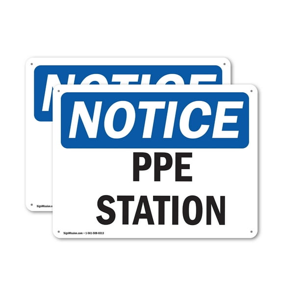 (2 Pack) PPE Station OSHA Notice Sign 24 Inch X 18 Inch Indoor / Outdoor Rust-Free Aluminum Metal Signs for Workplace, Workshop, and Construction Site, Made in the USA