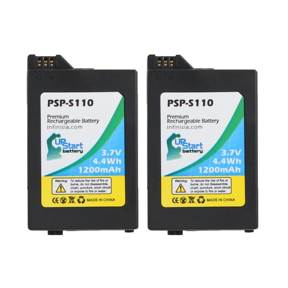 2-Pack PSP-S110 Battery Replacement for Sony PSP-2002 Video Game Console - Compatible with Sony PSP-S110 Battery 3.7V 1200mAh