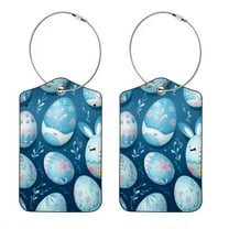 2 Pack PU Leather Luggage Tags for Suitcase with Privacy Flap, Name ID Label and Metal Loop for Women Men Girls, Easter