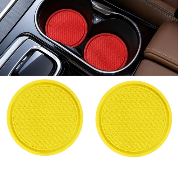 2 Pack PVC Car Cup Holder Coasters, Honeycomb Non-Slip Heat Insulation Auto Cup Mat for Vehicle Cup Holder Insert