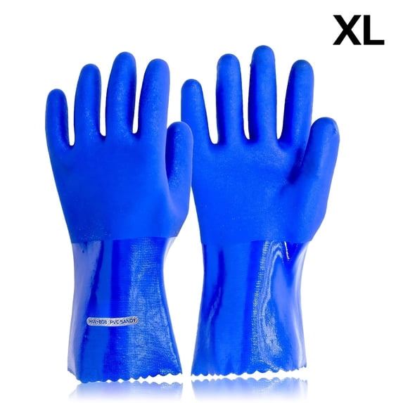 2 Pack PVC Protective Gloves, Triple-Coated Chemical Resistant Non-Slip ...