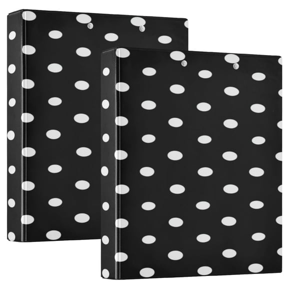 2 Pack PVC Round Ring Binders, 200 Sheet Capacity D-Ring File Folder with Metal Clip and Clear Pocket Black Circle