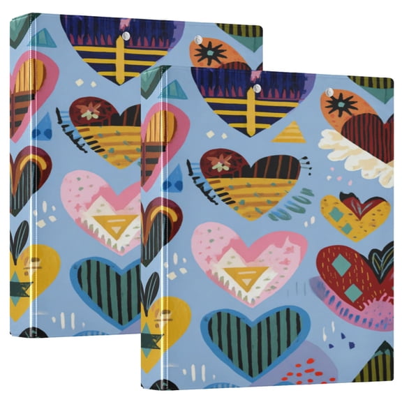 2 Pack PVC Round Ring Binders, 200 Sheet Capacity D-Ring File Folder with Metal Clip and Clear Pocket Love Leopard Print