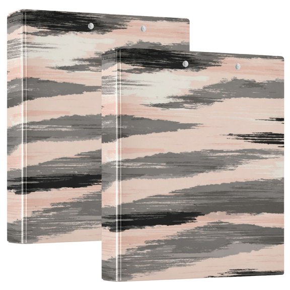 2 Pack PVC Round Ring Binders, 200 Sheet Capacity D-Ring File Folder with Metal Clip and Clear Pocket Powdered Cloud Pattern