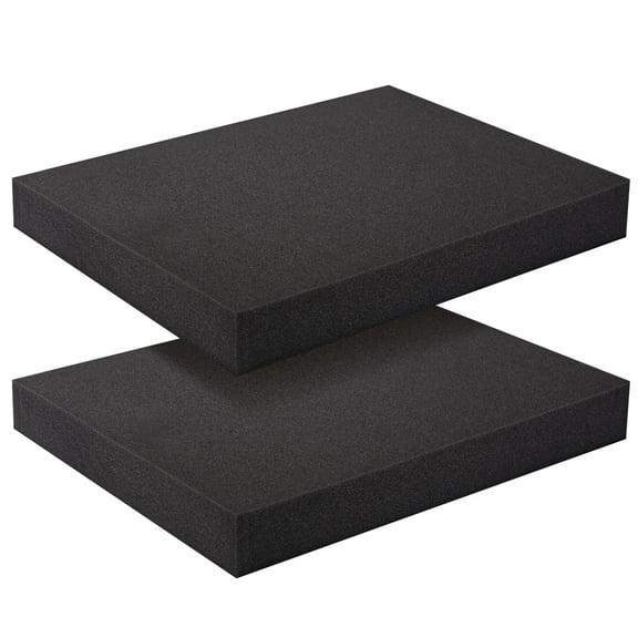 Okuna Outpost Black Foam Cushion Sheets - 16 x 12 x 2 in, Black, 2-Pack - High Density Polyurethane Foam Insert & Cuttable Padding - Toolbox Padding & Craft Inserts