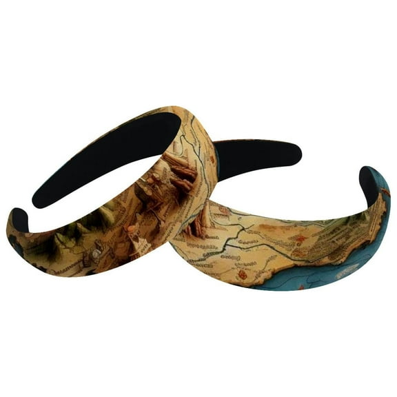 2 Pack Padded Headbands for Women Soft Thick Comfortable Headbands Cute Map Block Headband Hair Accessories for Women Girls