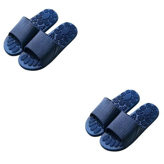 2pcs Anti-slip Bathing Sandals Massage Slippers Indoor Slippers Flops for Travel Hotel Home (Dark Blue, Size 40-41)