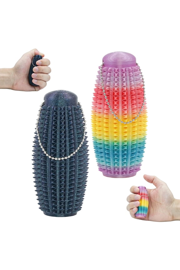 2-Pack Pain Stimulation Fidget Roller for Adults and Youth - Pointy Sensation Hands for Stress and Anxiety, 3D Printed Discreet Keychain and Tactile Engagement