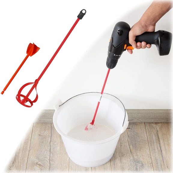 2 Pack Paint Mixer for Drill Suitable Epoxy Resin Mud Cement More Power Stirring Tools Compatible 1-5 Gallon Buckets Easy Clean Construction Worksite Mixer Tool, 42 cm×8 cm, Red