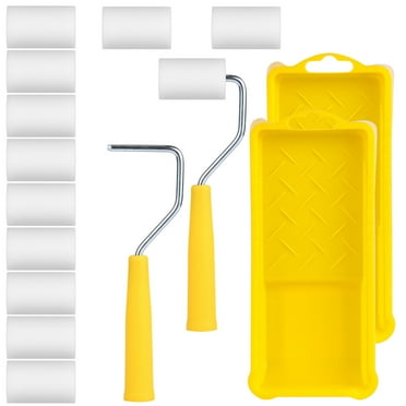 2 Pack Paint Roller Kit, 2 Inch Small Paint Roller with Tray and Liner, Mini Rollers for Painting Furniture, Stenciling, Art Crafts, 16 Piece
