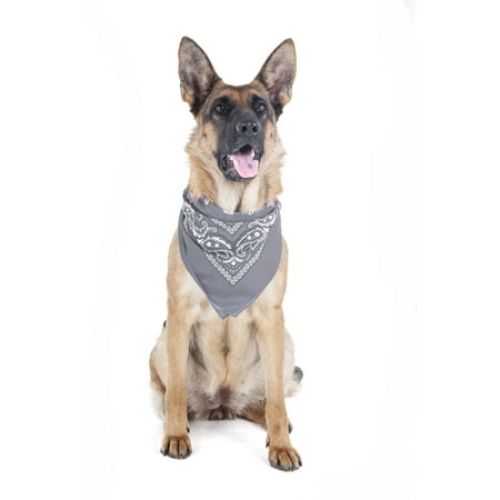 2 Pack Paisley Polyester Pets Dogs Bandana Triangle Shape - Oversized (Grey)