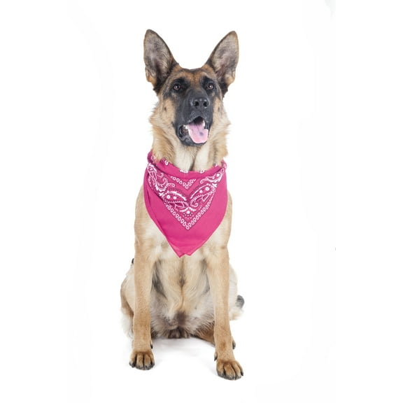 2 Pack Paisley Polyester Pets Dogs Bandana Triangle Shape  - Oversized (Hot Pink)
