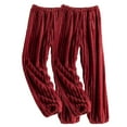 thumbnail image 1 of 2 Pack Pajama Pants for Men Fleece Elastic Waist Tapered Leg Pajamas Mens Casual Solid Color Thermal Warm Sherpa Loungewear Homewear Pant Trousers, 1 of 2