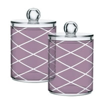 2 Pack Pale Mauve Block Qtip Holder Dispenser Clear Plastic Storage Apothecary Jars for Cotton Swabs Balls Pads Floss