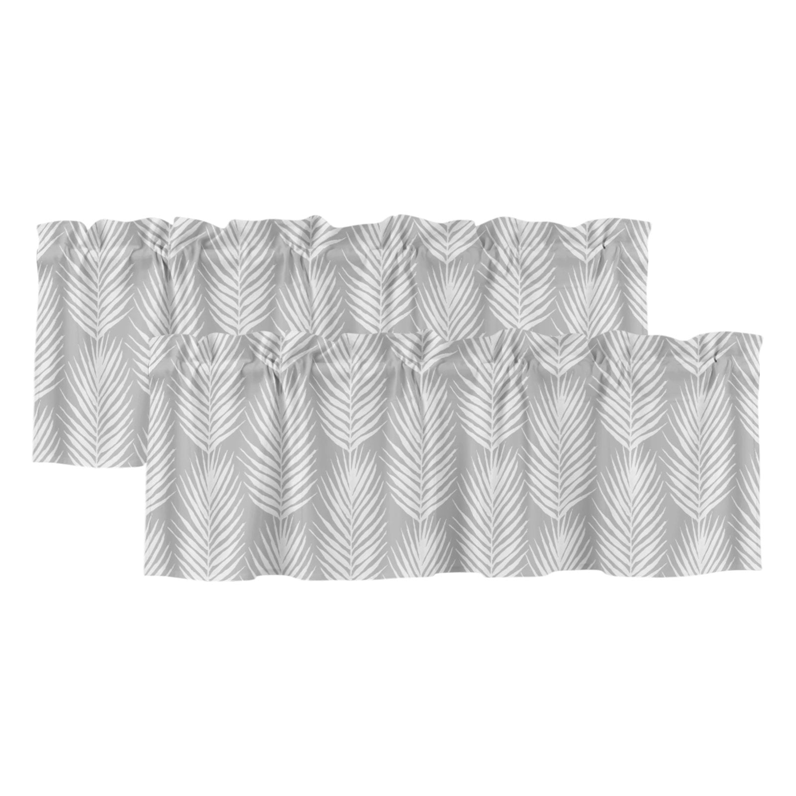 2 Pack Palm Leaves Valance for Window Summer Rustic Leaf Botanical Gray ...