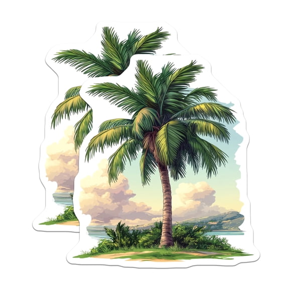 (2 Pack) Palm Tree Magnets - Tropical Beach Decor - Coastal Home Accent - 5 Inches On Longest Side - Thick Durable Magnet - Made in USA - MAG27469