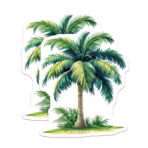 (2 Pack) Palm Tree Magnets - Tropical Beach Decor - Island Life Accessory - Summer Refrigerator Magnets - 5 Inches On Longest Side - Thick Durable Magnet - Made in USA - MAG27818