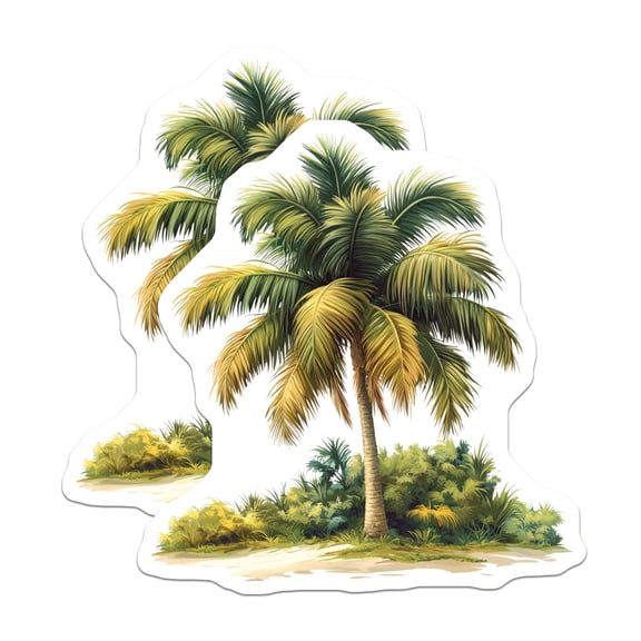 (2 Pack) Palm Tree Magnets - Tropical Decor - Beach House Art - Summer Vacation Vibes - 5 Inches On Longest Side - Thick Durable Magnet - Made in USA - MAG29734