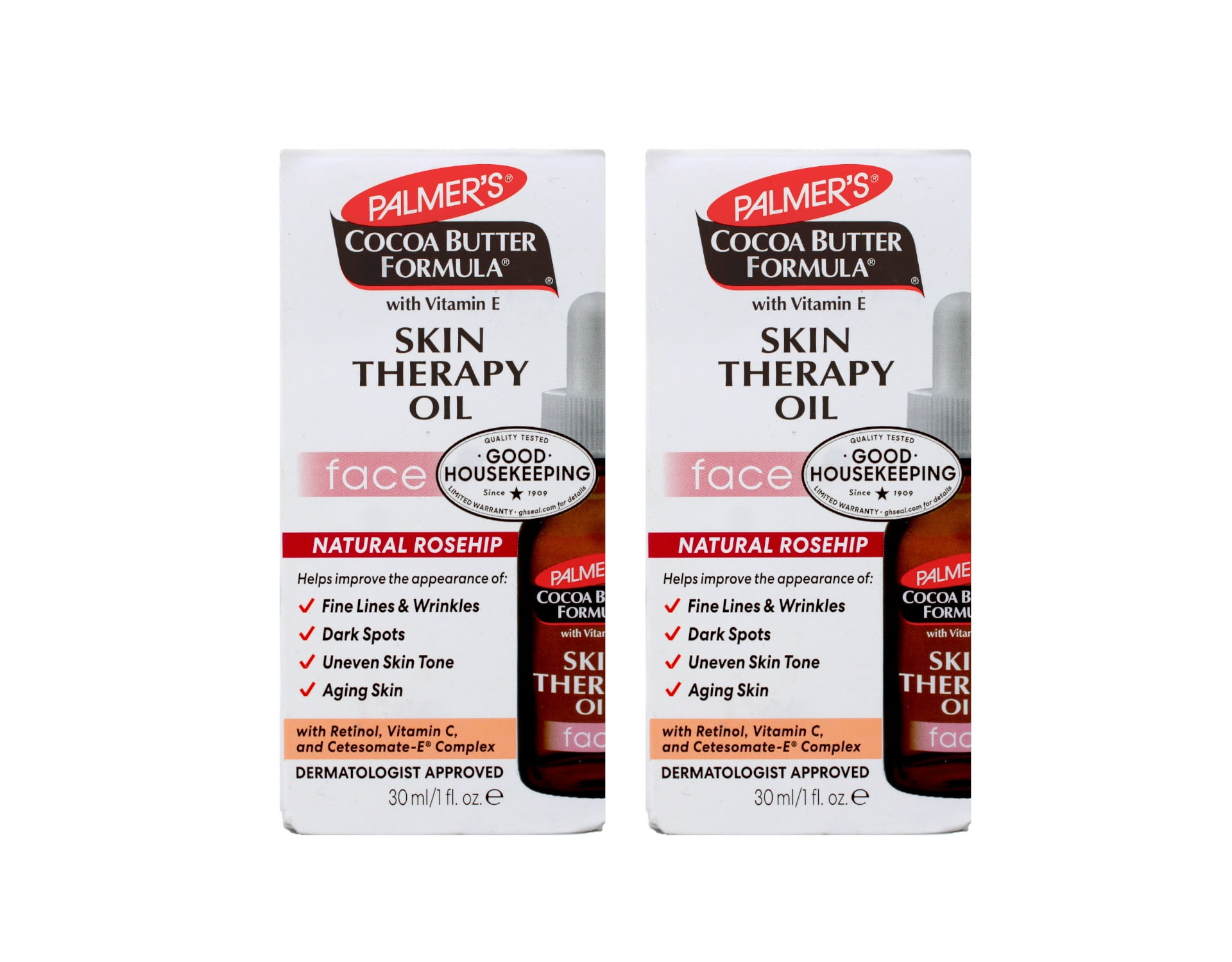 2 Pack Palmer's Cocoa Butter Formula Skin Therapy Oil for Face 1 oz Each