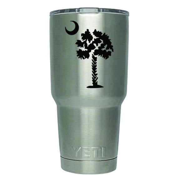 2-Pack Palmetto Tree Decal Sticker (DECAL ONLY CUP NOT INCLUDED) | 3-Inches | Black Vinyl | Yeti RTIC Orca Ozark Trail Tumbler Decal