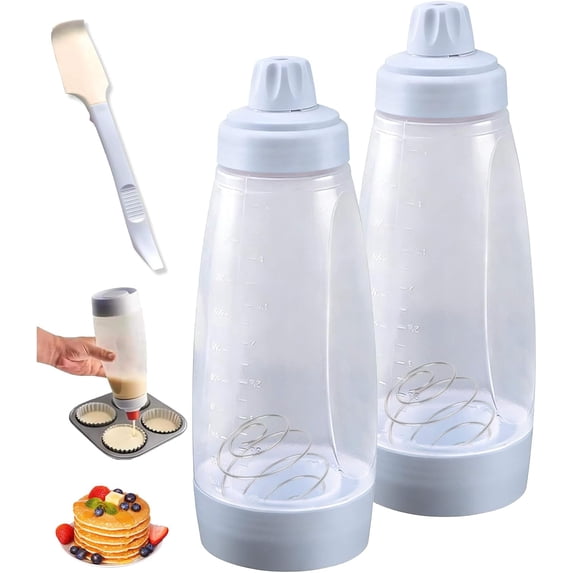 2 Pack Pancake Batter Dispenser Bottle,1000ml Large Squeeze Bottles,No ...