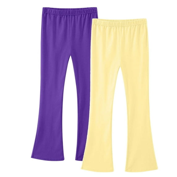 2 Pack Pants for Girls Athletic High Waisted Casual Flare Yoga Pants Kids Clothing Size 3-14
