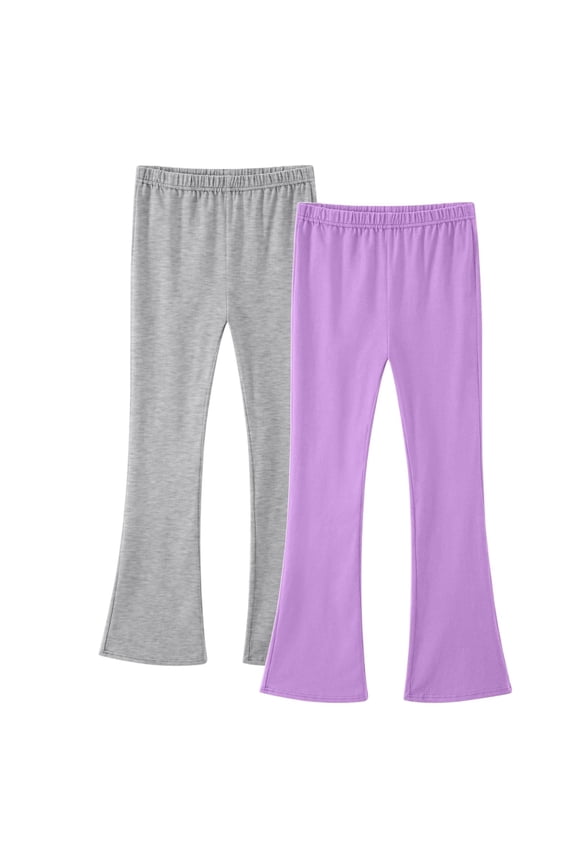 2 Pack Pants for Girls Trendy Elastic Waisted Casual Flare Yoga Trousers Kids Clothes Girls Size 3-14