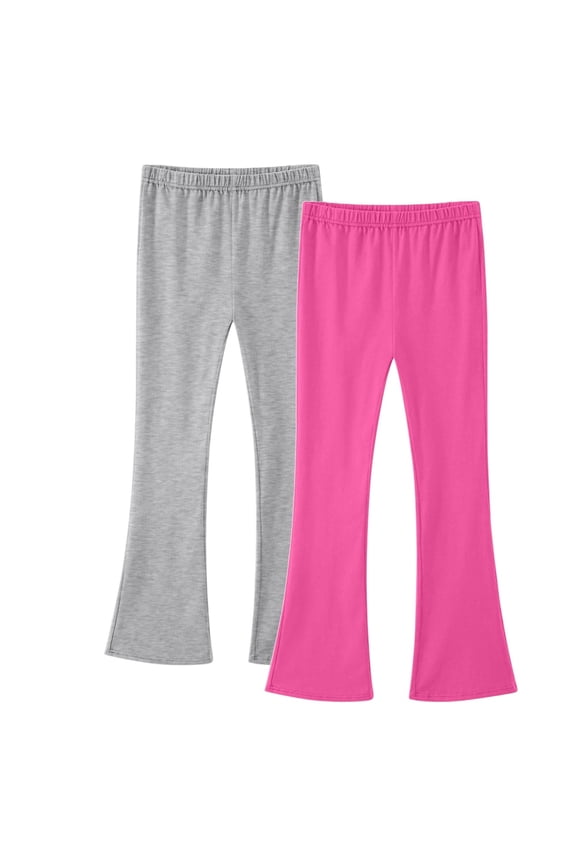 2 Pack Pants for Girls Trendy Elastic Waisted Casual Flare Yoga Trousers Kids Clothes Girls Size 3-14