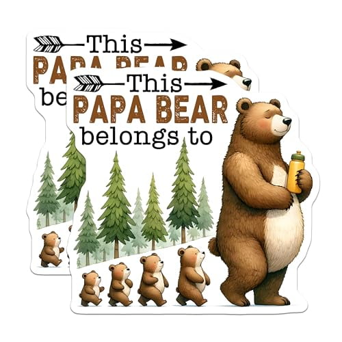 (2 Pack) Papa Bear Magnets - Bear Family - Cute Woodland - Nature Theme - Animal - 5" On Longest Side - for Cars, Refrigerators, Toolboxes, Lockers - Made in USA BMCS3242
