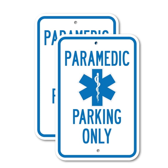 (2 Pack) Paramedic Parking Only with Symbol | 18" X 24" Heavy-Gauge Aluminum Sign | Rust Free Aluminum, Weather Resistant, Waterproof, Fade Resistant, 2 Pre-drilled Holes