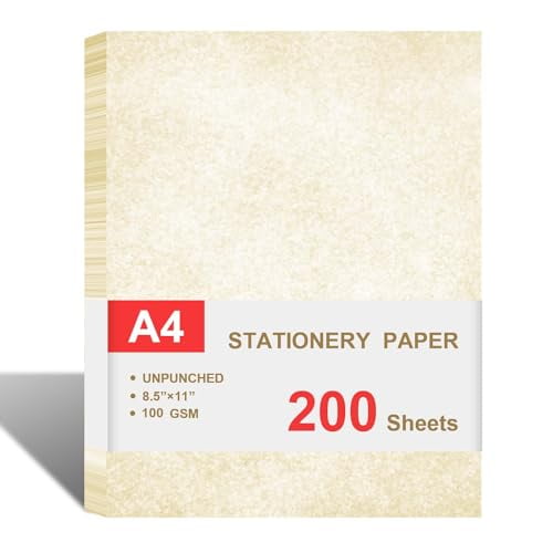 (2 Pack)Parchment Paper for Certificates - Stationary Paper for Resumes, Diplomas, Letter Size Certificate Paper, 200 Sheets Double-Sided Diploma Paper, 100gsm, 8.5" x 11" Parchment Paper for Printing