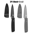 thumbnail image 1 of 2 Pack Paring Knife with Safety Sheath, Fruit Knife with 4 inch Stainless Steel Blade, Nonstick Silicone Coated Knife for Kitchen, Fruits, and Vegetables (Black & Gray), 1 of 5