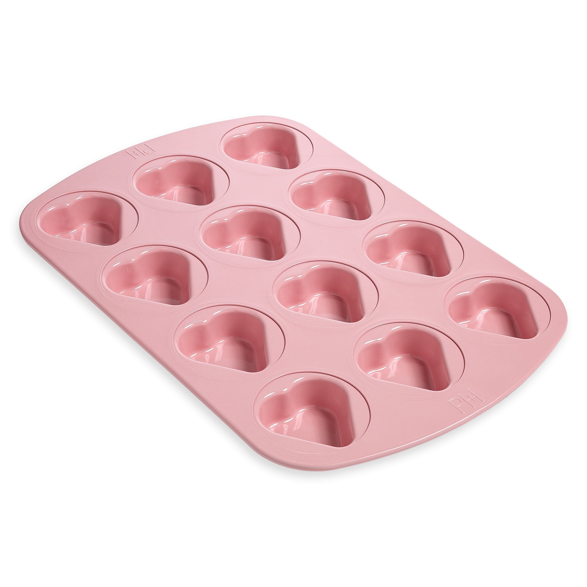 (未使用･未開封品)　シリコーン ハート スチームパン ピンク p1m72rm 2 Pack ) Paris Hilton 12 Cup Mini Heart Pan, Premium Nonstick