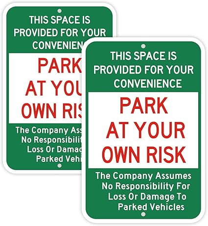 2 Pack Park at your Own Risk Sign Not Responsible for Accidents,12 x 8 ...