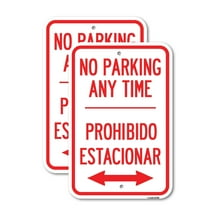 (2 Pack) No Parking Anytime Prohibido Estacionar (With Bidirectional Arrow) | 18" X 24" Heavy-Gauge Aluminum Sign | Rust Free Aluminum, Weather Resistant, Waterproof, Fade Resistant