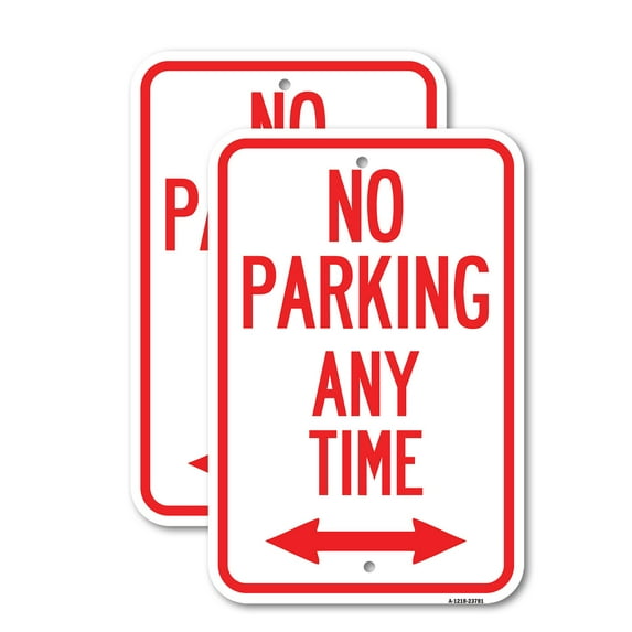 (2 Pack) No Parking Anytime (With Bidirectional Arrow) | 18" X 24" Heavy-Gauge Aluminum Sign | Rust Free Aluminum, Weather Resistant, Waterproof, Fade Resistant, 2 Pre-drilled Holes