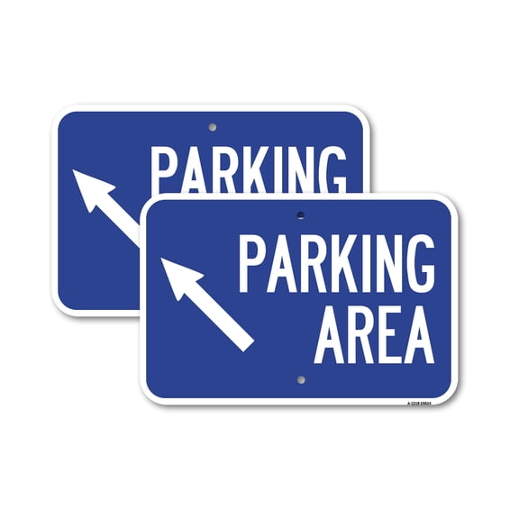 (2 Pack) Parking Area (Up Left Arrow Symbol) | 18" X 24" Heavy-Gauge Aluminum Sign | Rust Free Aluminum, Weather Resistant, Waterproof, Fade Resistant, 2 Pre-drilled Holes