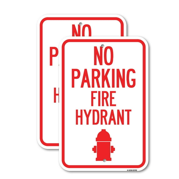 (2 Pack) No Parking Fire Hydrant (With Graphic) | 12" X 18" Heavy-Gauge Aluminum Sign | Rust Free Aluminum, Weather Resistant, Waterproof, Fade Resistant, 2 Pre-drilled Holes