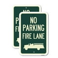 thumbnail image 1 of (2 Pack) No Parking Fire Lane (Fire Truck Symbol) | 12" X 18" Heavy-Gauge Aluminum Sign | Rust Free Aluminum, Weather Resistant, Waterproof, Fade Resistant, 2 Pre-drilled Holes, 1 of 4