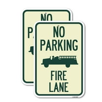 (2 Pack) No Parking Fire Lane with Graphic | 12" X 18" Heavy-Gauge Aluminum Sign | Rust Free Aluminum, Weather Resistant, Waterproof, Fade Resistant, 2 Pre-drilled Holes