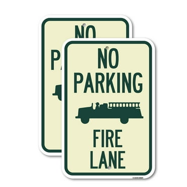 (2 Pack) No Parking Fire Lane with Graphic | 12" X 18" Heavy-Gauge Aluminum Sign | Rust Free Aluminum, Weather Resistant, Waterproof, Fade Resistant, 2 Pre-drilled Holes